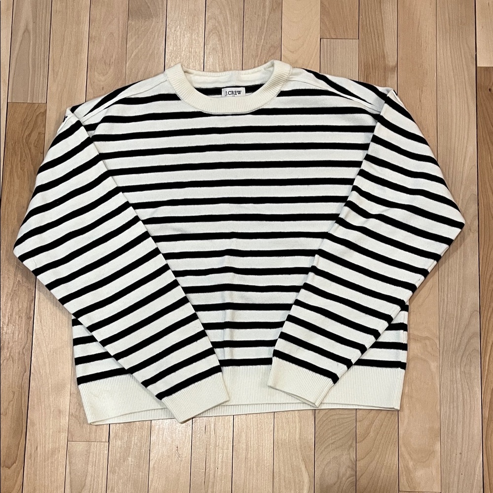 J. Crew Sweater in Black and White Stripes